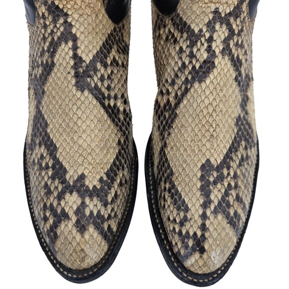 Vintage Exotic Tony Lama Python Snakeskin Men's 9 Brown Cowboy Western Boots USA - Picture 2 of 16